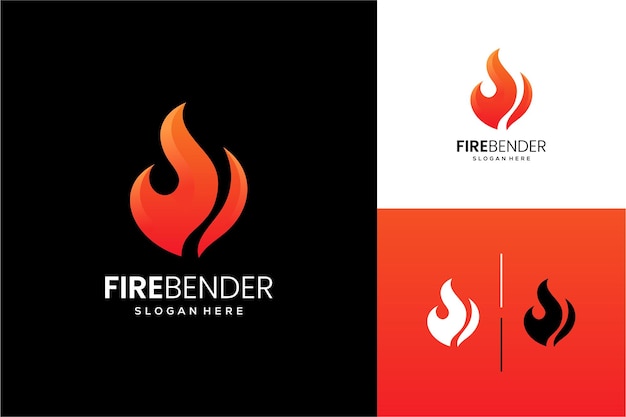 Vector fire bender logo design inspiration