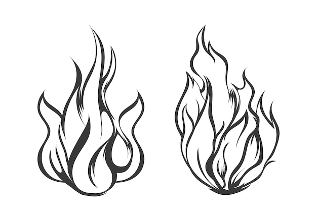 Vector fire black and white vector design bundle