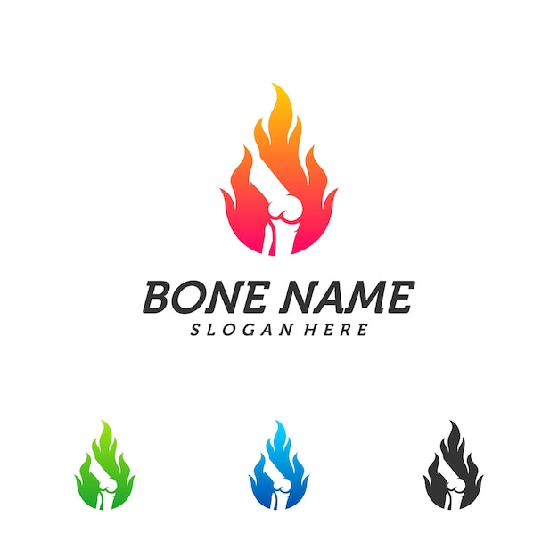 Шаблон дизайна логотипа Fire Bone. Концепция Вектор здоровья человеческого тела. Значок символа эмблемы.