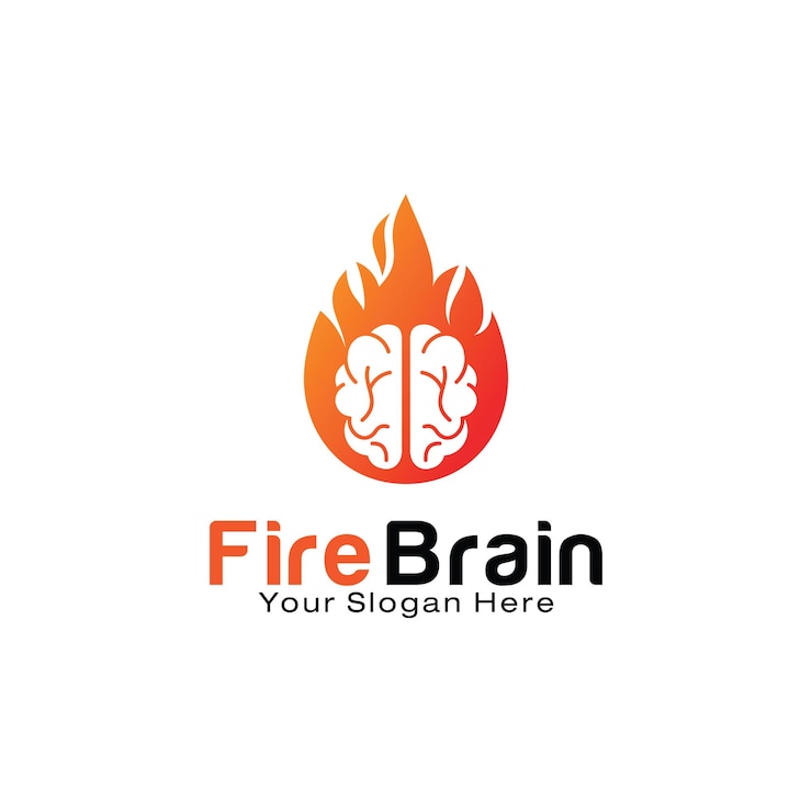 Vector fire brain logo design template
