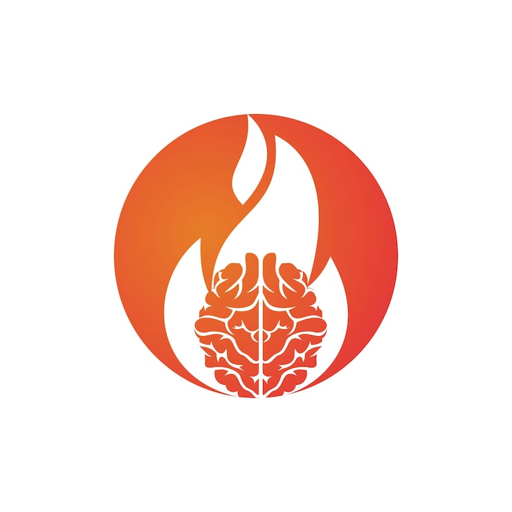 Vector fire brain vector logo design template