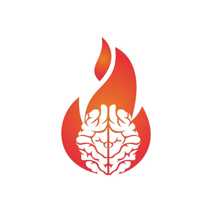Vector fire brain vector logo design template