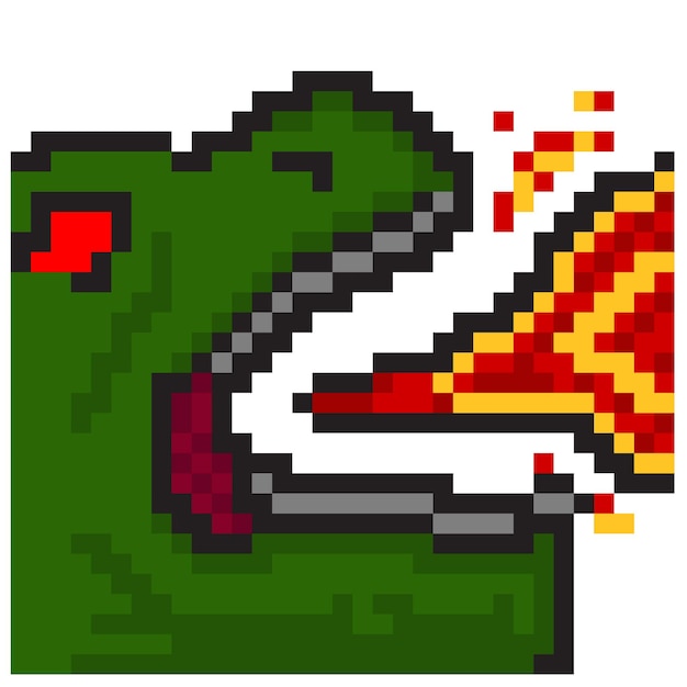 Respiro di fuoco di dinosauro con stile pixel art