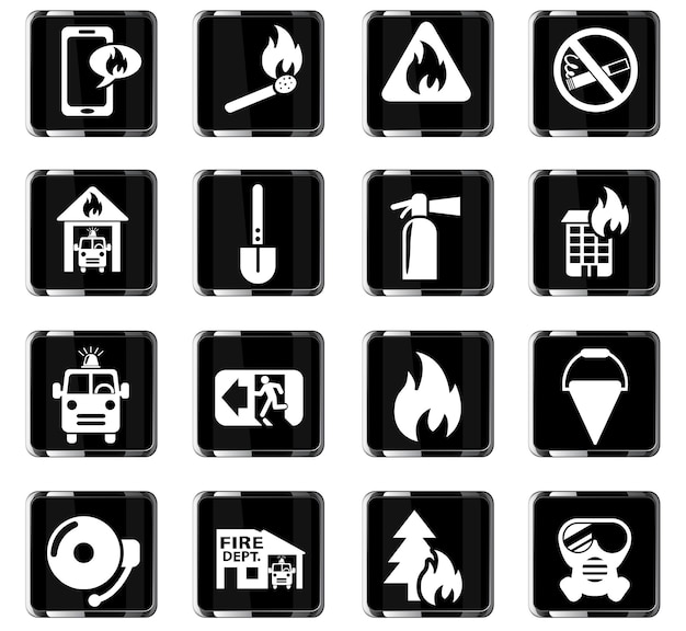 Fire brigade web icons for user interface design