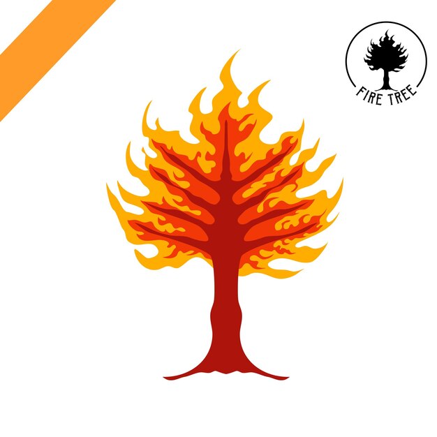 Vector fire burning tree vector illustration