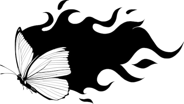 Vector fire butterfly streetwear and edgy logos in black and white new style commercial use