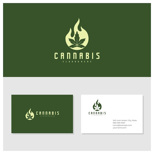火の大麻のロゴのベクトルのテンプレート 創造的な大麻のロゴのデザイン コンセプト