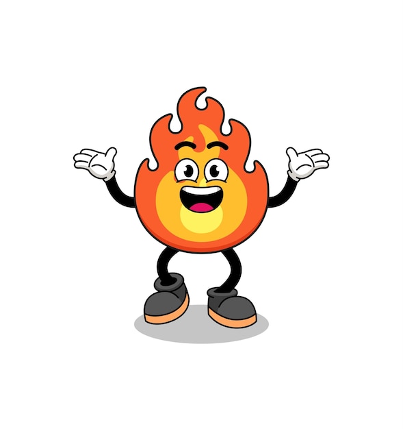 Fire cartoon searching with happy gesture