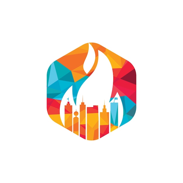 Fire city vector logo design template