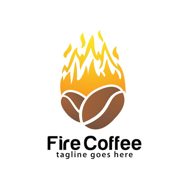 Fire coffee logo design template