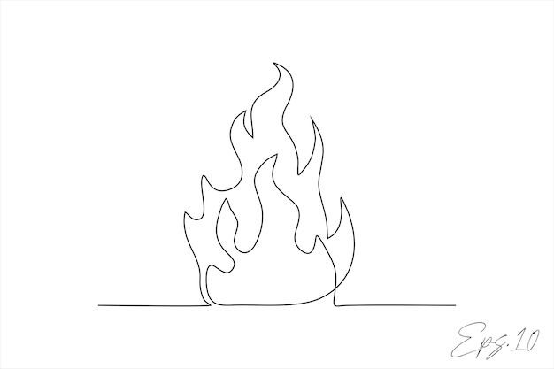 fire continuous line vector illustration