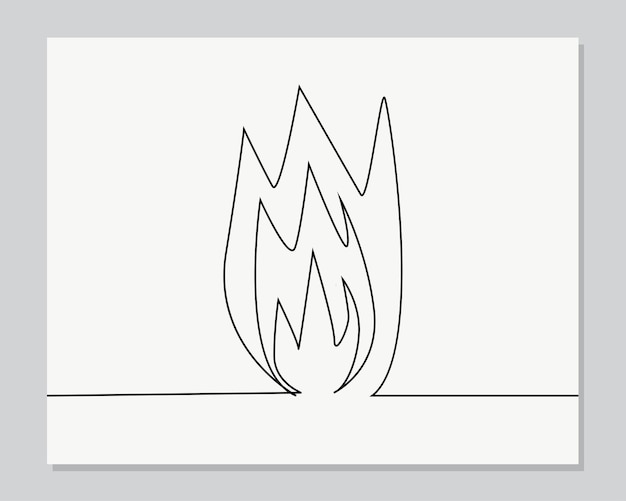 Огонь непрерывная иллюстрация одной линии