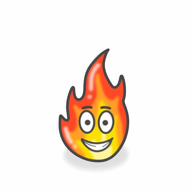 Vector fire cute character flat cartoon vector design illustration