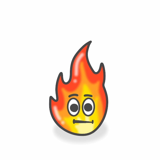 Fire Cute Character Flat Cartoon Vector Design Illustration