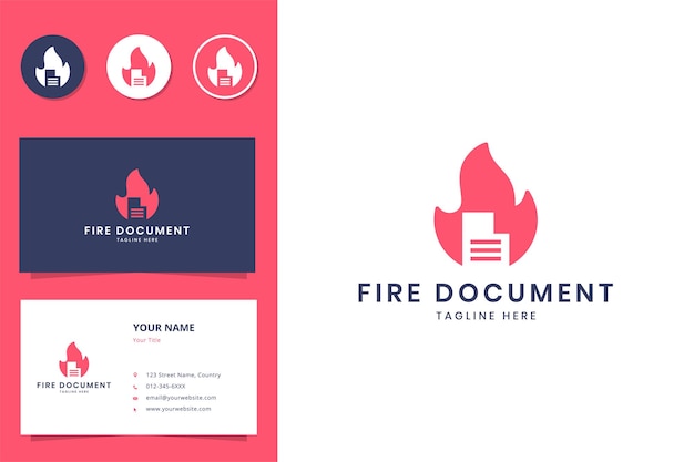 Fire document negative space logo design