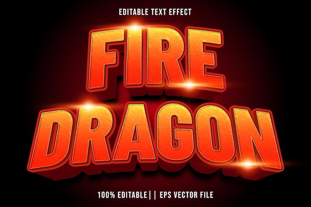 Fire Dragon Editable Text Effect 3D Modern Style