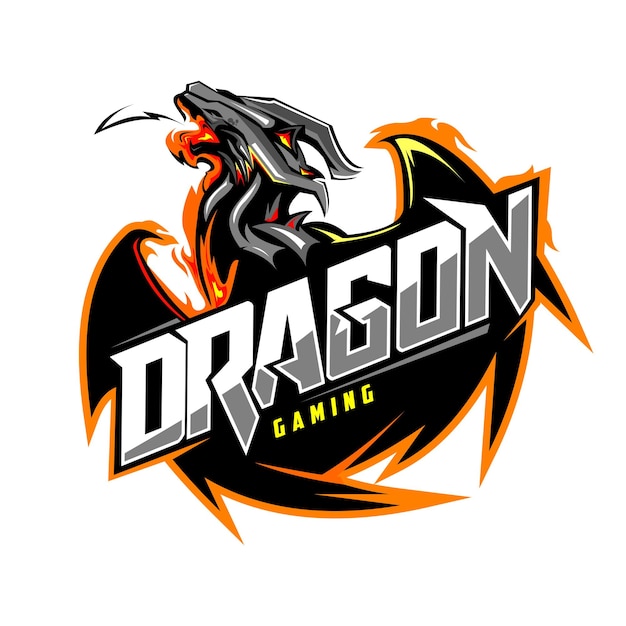 Fire dragon mascot character for gaming esport logo design