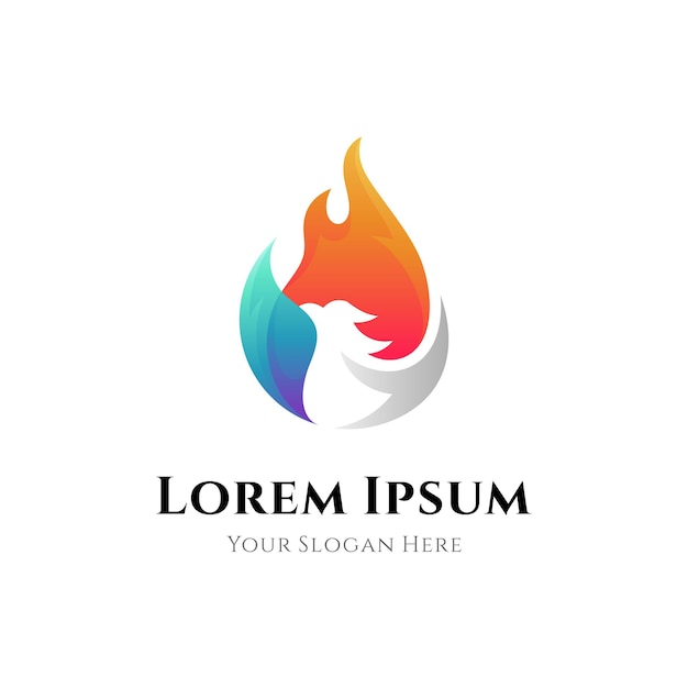 Fire eagle creative logo design template in gradient color style