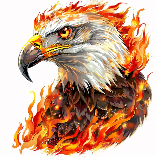 Fire Eagle stiker realistically white background