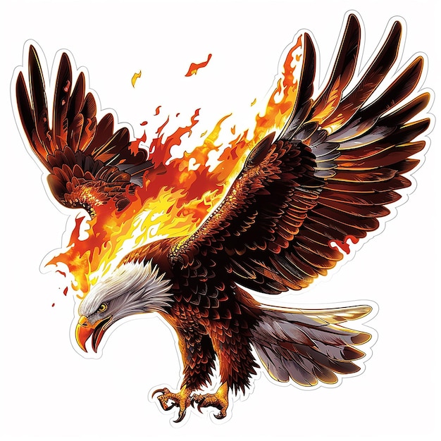 Fire Eagle stiker realistically white background