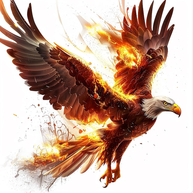 Fire Eagle stiker realistically white background