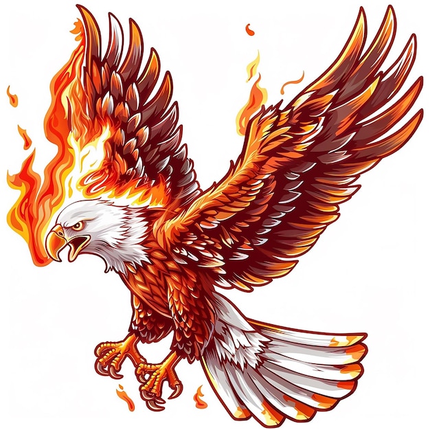 Fire Eagle stiker realistically white background