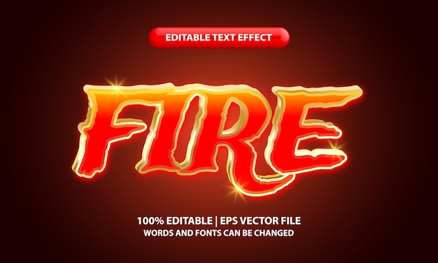 Vector fire editable 3d text effecr style