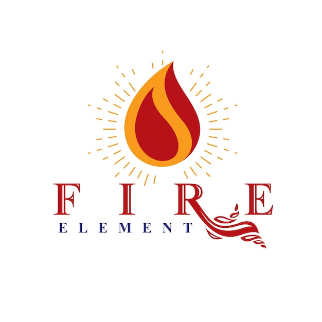 Fire element abstract logo for use as petrol corporate emblem. Oil and gas vector business conceptual symbol.