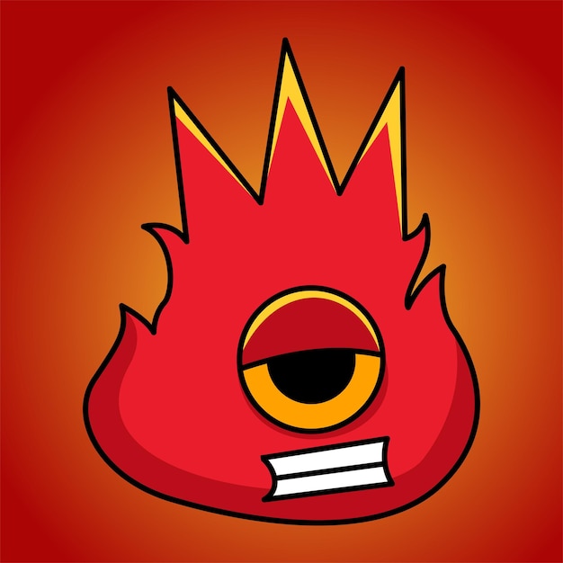 Fire emoji character cartoon illustration