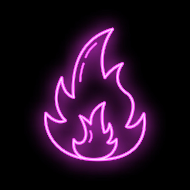 Fire energy source concept glow neon flat vector illustration isolated on black