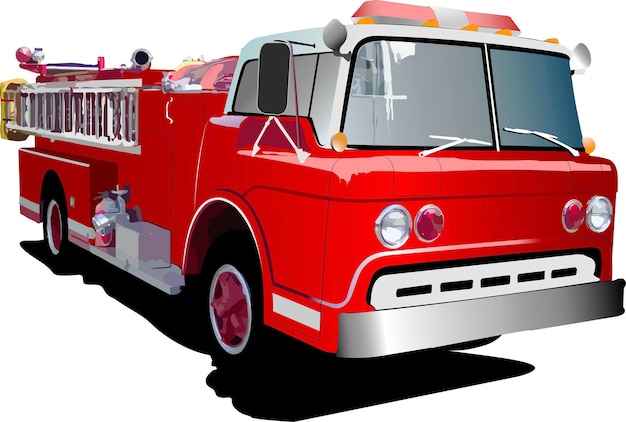 Vector fire engine ladder isolated on background vector illustration