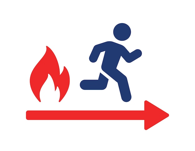 Fire exit emergency icon.