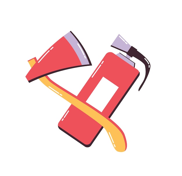 Vector fire extinguisher and axe firefighter icon vector illustration