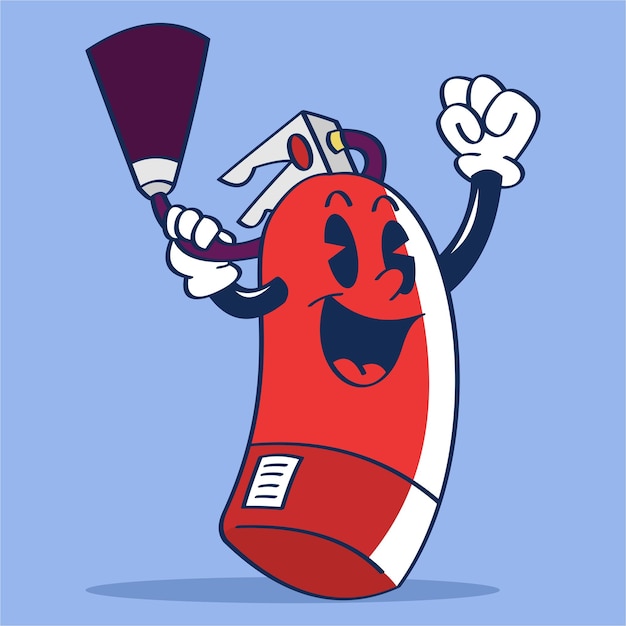 Fire Extinguisher cartoon character hands up