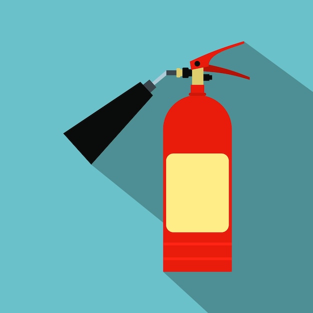 Vector fire extinguisher flat icon on a blue background