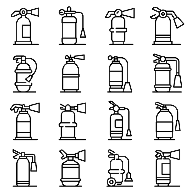 Fire extinguisher icons set