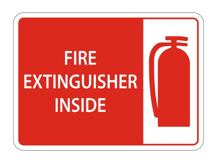 Vector fire extinguisher inside sign on white backgroundvector llustration