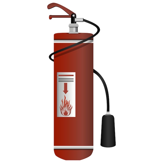 ラインアートスタイルの消火器 白い背景のカラフルなベクトルイラスト