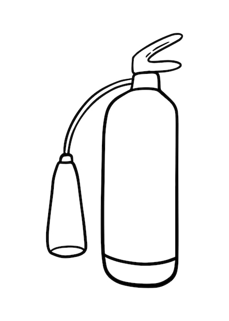 화재 진압을 위한 소화기 휴대용 장치 낙서 선형 만화 색칠