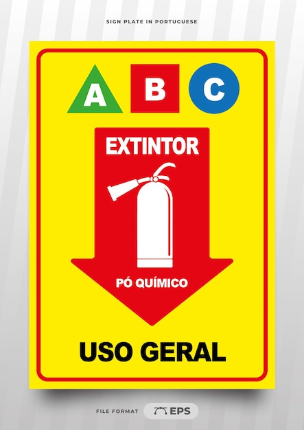 Fire extinguisher printing plate in Brazilian Portuguese