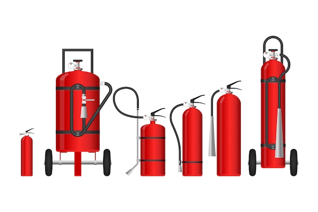 Fire extinguishers of different sizes  illustration