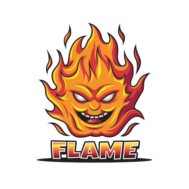 Logo della mascotte del personaggio della faccia di fuoco