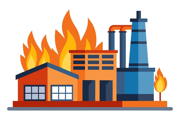 Fire factore flat vector illustration on white background