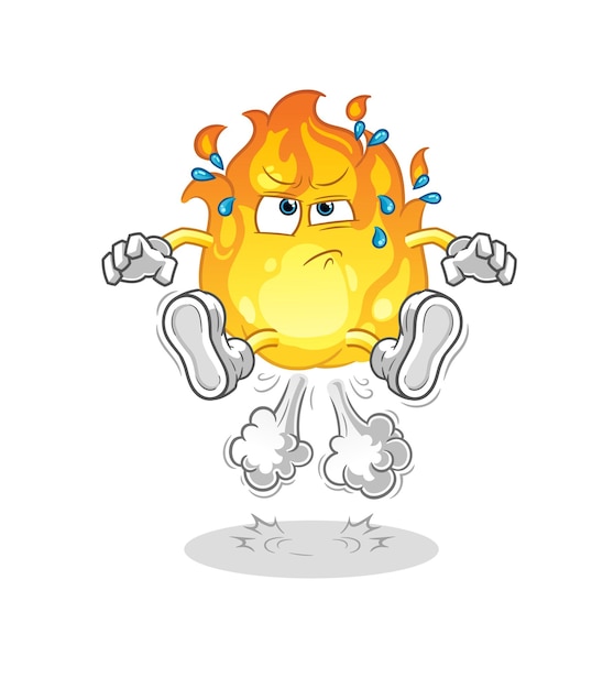Fire fart jumping illustration. character vector