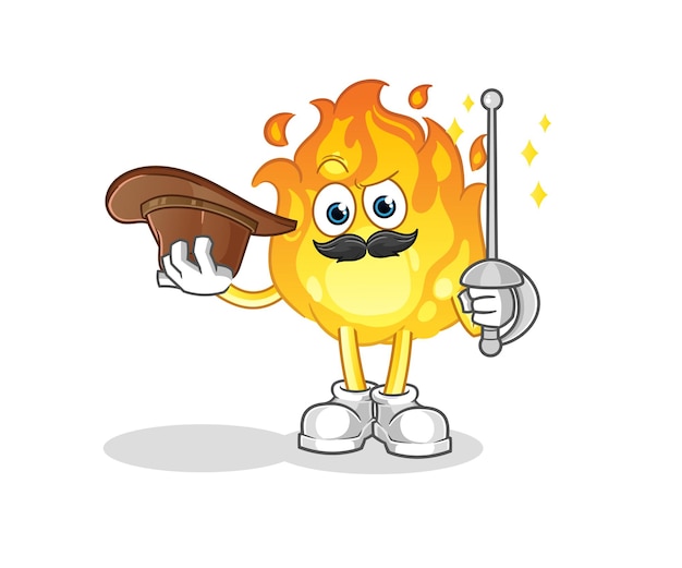 Fire fencer character. cartoon mascot vector