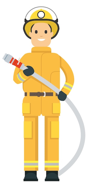 Fire fighter on duty holding a hose