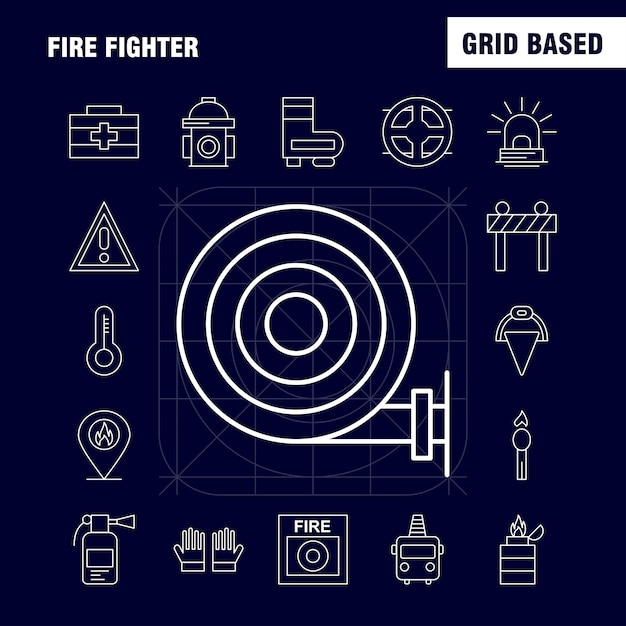 Fire fighter line icon per il web