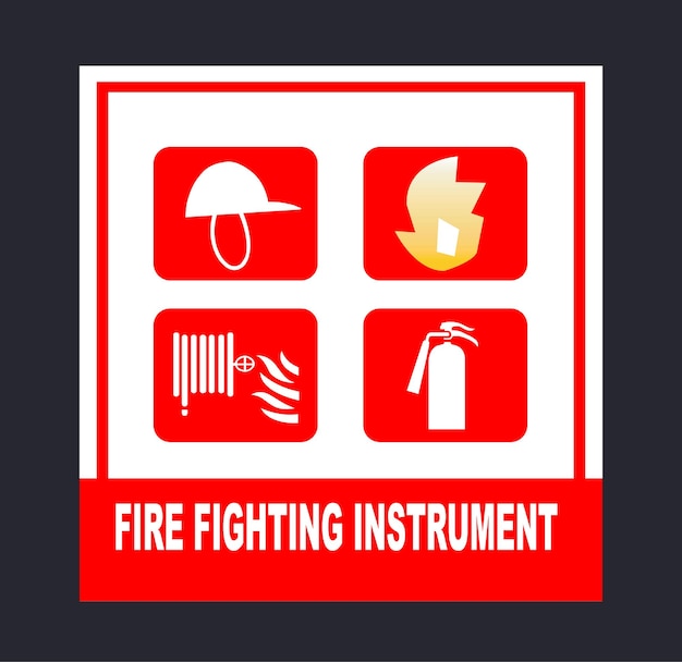 Vector fire fighting instruction icons