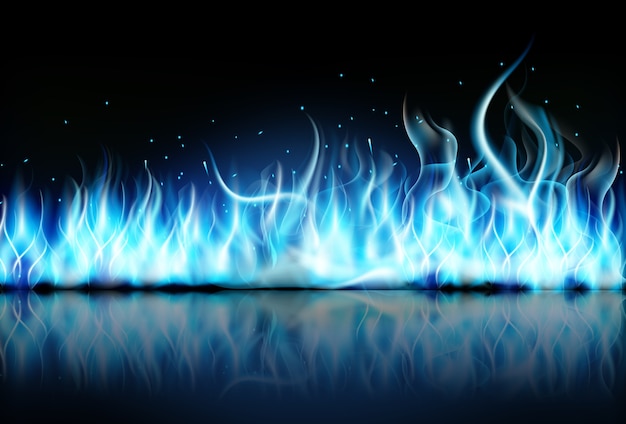 fire flame blue on black background