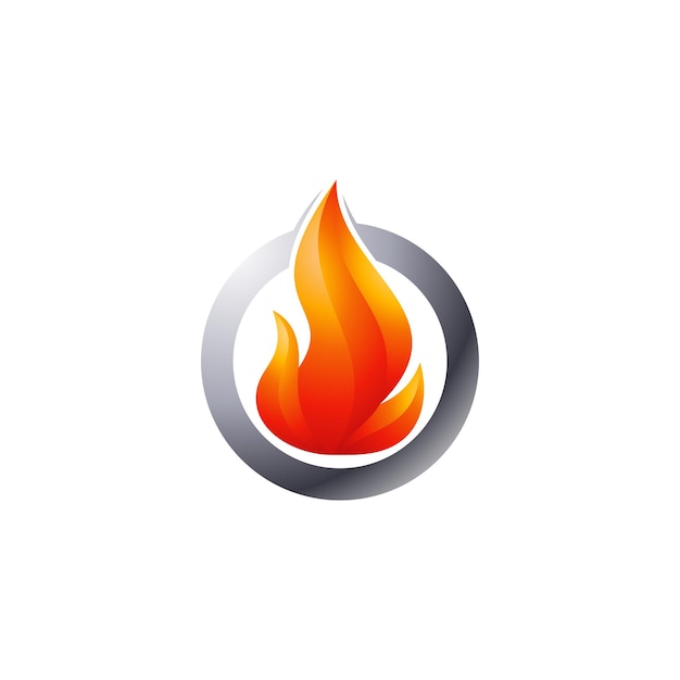 Fire Flame on Circle Logo Design